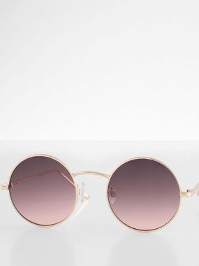 BKE Jazz Round Sunglasses Rose Gold Lens Yellow Gold Frame